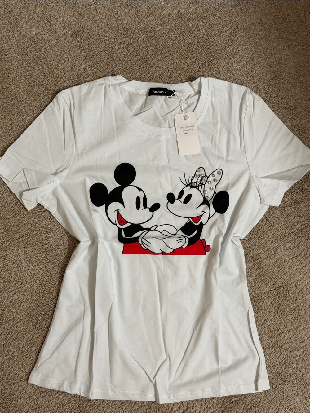 White Mickey & Minnie Graphic Short Sleeve Tee